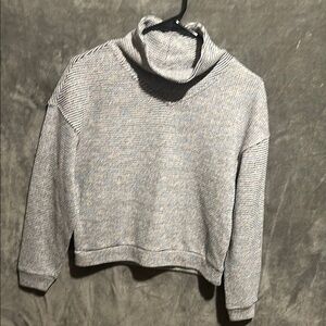 Madewell Textured Turtleneck Top Cropped Sweatshirt Rainbow Rib MB117 Womens S